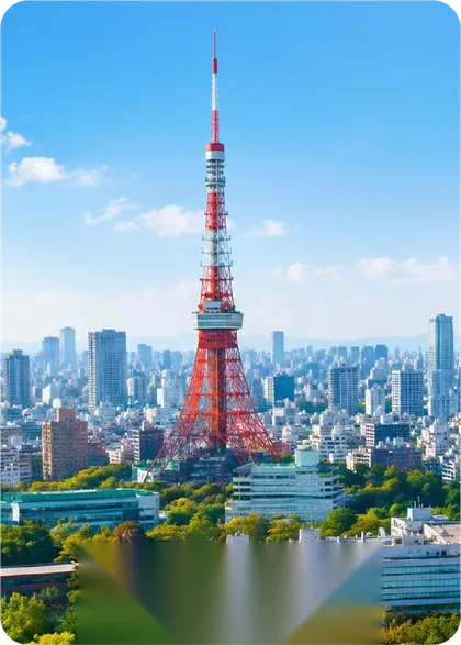 東京タワーと東京の街並み